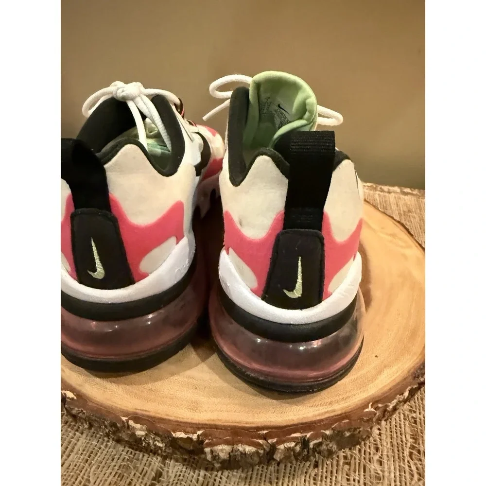 Nike Air Max 270 React Shoes Womens Size 7 White Black‎ Pink Volt CJ0619-101